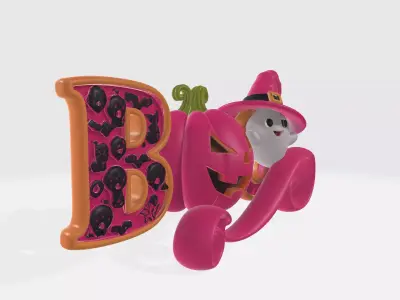 Halloween BOO Ghost Pumpkin Witch Hat Spooky Decor  3D print model