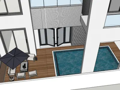 Backyard Swimming Pool Area  3D Landscape Design Model 3D model