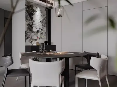 Modern living room dining room interior scenes 265 3D model