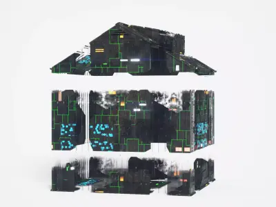 Exterior Sci-Fi House Tech Cube Futuristic Building 3D model