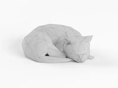 Low Poly Cat Set Animal Lowpoly Low-poly 3D model