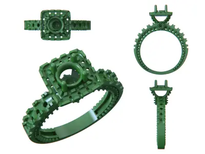 Solitaire Halo Diamond Ring 3D print model
