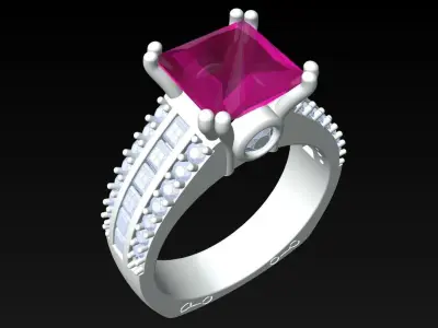 Square Stone Rings - Womens Rings - N152053 3D print model
