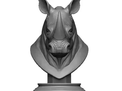 rhino head bust 3D print model