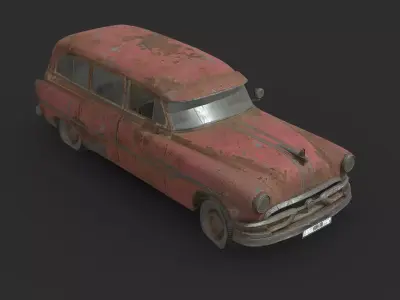 Abandoned Car - Pontiac Chieftain Wagon Low-poly 3D model