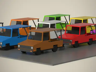 Cartoon Car Collection Low-poly 3D model