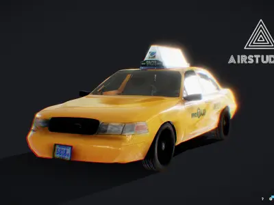 New York Taxi Yellow Cab Low-poly 3D model