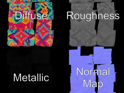 Colorful Ottoman Model Pack with Geometric Patterns Low-poly 3D model