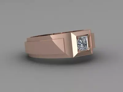 Rose Gold Men Diamond Ring 3D print model 3D print model shop