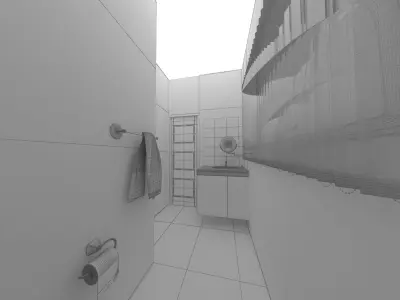 Narrow bathroom design for offices 3D model