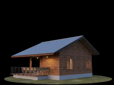 Wooden House Free low-poly 3D model