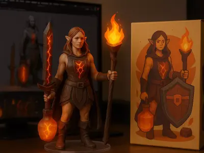 Low Poly Fire Fantasy Props Pack RPG Weapons Potions 3D print model
