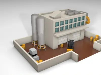 Garage factory Low-poly 3D model