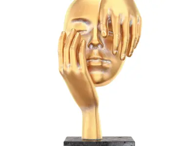 Decorative figurine face with hands 3D print model