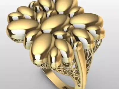 Elegant Floral Organic Gold Ring Design  Size 7 US  Modern Style 3D print model