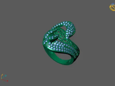STL 3DM Women Ring Womens Ring Diamonds With Stone Model 3D print model