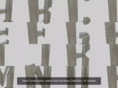 Steel Construction Letters And Numbers Collection 3D Model Pack