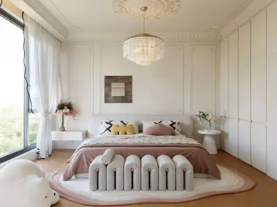 Elegant French Style Bedroom 127 3D model