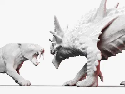 Sabre tooth and dragon 3D model