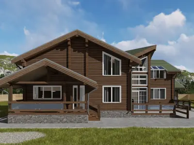 3D model of a wooden house 3D model