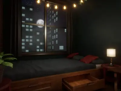 City apartment Unreal Engine environment Low-poly 3D model