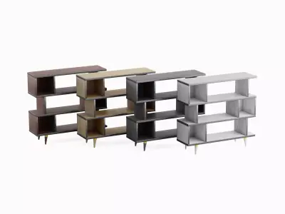 Modern Bookshelf Set  Low-poly 3D model