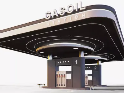 gas station Low-poly 3D model