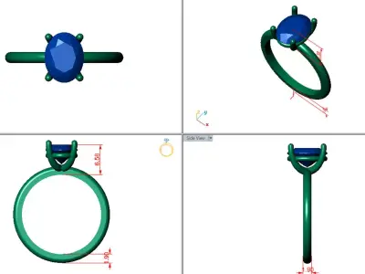 Oval Solitaire Ring Printable model 3dmodel  3D print model