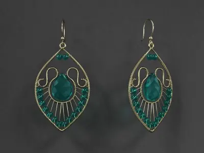 earrings peacock 3D model