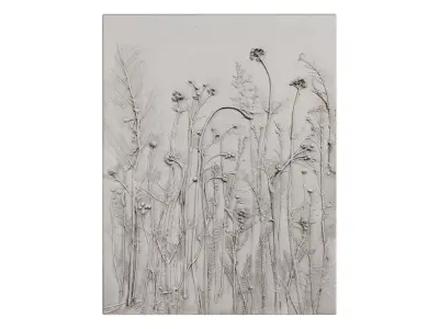 Rectangular Plaster Relief Panel Floral Wall Decor 3D model