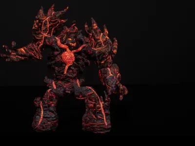 Magma golem low-poly game engine ready 3D model Low-poly 3D model