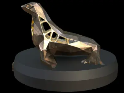 Steampunk Seal Low-poly 3D model