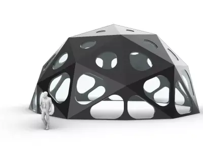 Geodesic Dome with Dynamic Perforations and glass panels  3D model