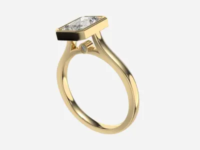 Radiant Diamond Bezel Setting Solitaire Diamond Ring 3D print model