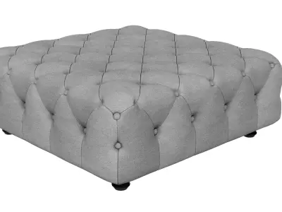 Large Pearl Grey Fabric Ottoman 3D model