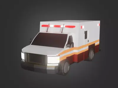 ambulance GM C D R-90  low-poly car Low-poly 3D model