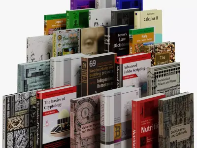 25 Unique Modern Books Low-poly 3D model