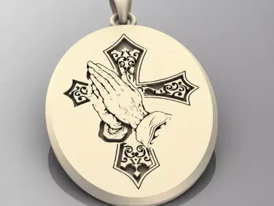 pendant prayer cross 3D print model