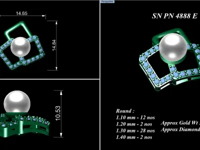 Pendant Earrings combo - 4888 3D print model