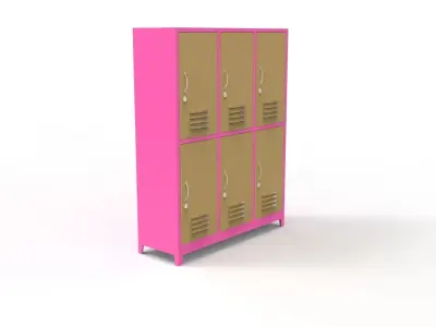 METAL CABINET -TRIPLE LONG- SIX COVER-PINK AND CREAM Low-poly 3D model
