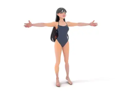 Anime Swimsuit Character model pack Low-poly 3D model