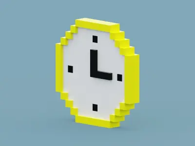 Voxel Yellow Clock Low-poly 3D model