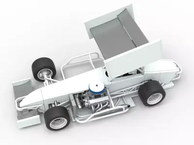 Supermodified front engine Winged race car V4 Scale 1 to 25 3D print model