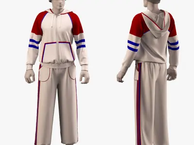 male sportswear and hat - ZPRJ - FBX - OBJ - TEXtures 3D model