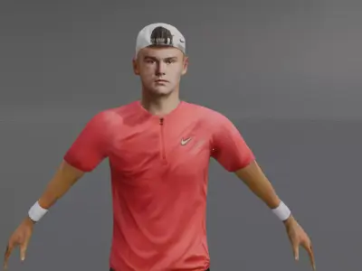 3D Model of a Tennis Champion Holger Rune Low-poly 3D model