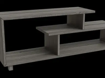 Mid Century Modern Amber Asymmetrical Tv Stand Low-poly 3D model