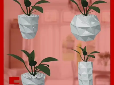Abstract Planters Rectangles 2 Flowerpot Pot 3D print model