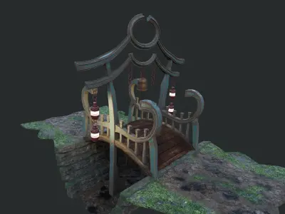 China Old wooden Bridge 3D model