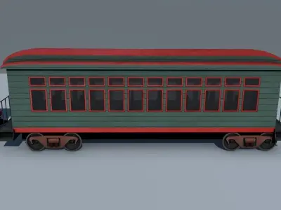 Low Poly Steam Engine Train Low-poly 3D model