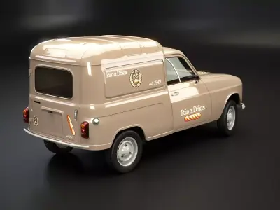 Renault 4 Van French Bakery Low-poly 3D model